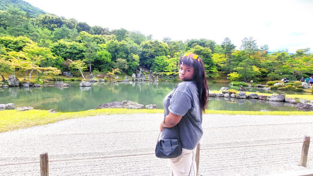 Posing in front of the lake